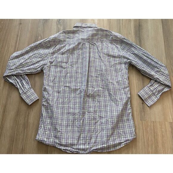 Peter Millar Mens Long Sleeve Button Up Cotton Plaid Shirt Medium - Picture 5 of 7